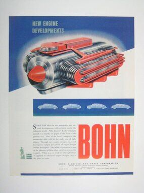 Vintage 1944 Bohn Aluminum Brass Corporation New Engine Developments Print Ad